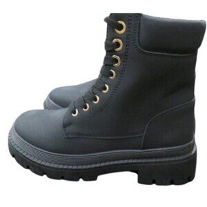 Justfab Cold Weather Tevos Platform Black Vegan Leather Combat Boots NWT size 7